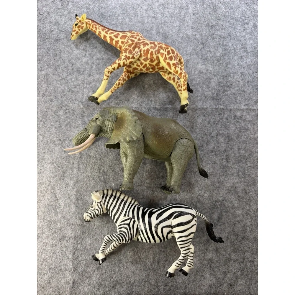 Vintage K&M Style Articulated Safari Animals 9 Pc Posable Wildlife Figure Lot